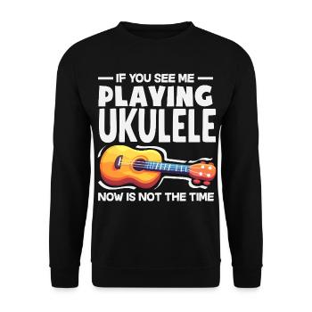 Lustiges Ukulele Designs Und Sprüche - Unisex Pullover - Schwarz - Vorne - Alina (178cm) & Michal (187cm)