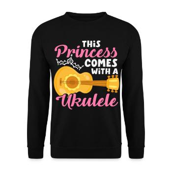 Lustiges Ukulele Designs Und Sprüche - Unisex Pullover - Schwarz - Vorne - Alina (178cm) & Michal (187cm)