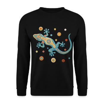 Blue gecko in colorful mosaic style - Unisex Sweatshirt - black - Front - Alina (178cm) & Michal (187cm)