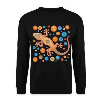 Gecko orange dans un style mosaïque coloré - Sweat-shirt Unisexe - noir - Devant - Alina (178cm) & Michal (187cm)