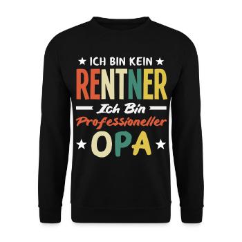 Professioneller Opa Rentner - Unisex Pullover - Schwarz - Vorne - Alina (178cm) & Michal (187cm)