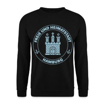 Hamburg Wappen – Freie Und Heimatstadt (Sky Blue) - Unisex Pullover - Schwarz - Vorne - Alina (178cm) & Michal (187cm)