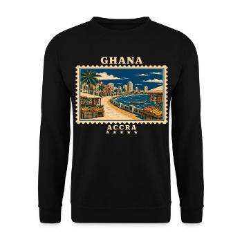 Ghana Accra Vintage Travel Brand - Unisex Sweatshirt - black - Front - Alina (178cm) & Michal (187cm)