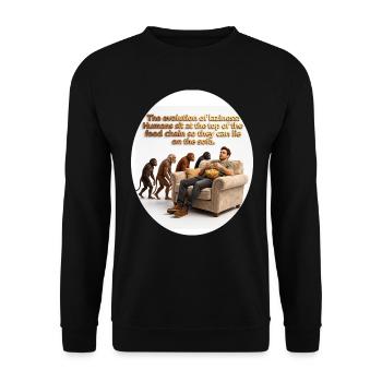 Sofa evolution: monkeys and snack - Unisex Sweatshirt - black - Front - Alina (178cm) & Michal (187cm)