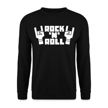 Logo rétro Rock’N’Roll avec des cornes de doigts - Sweat-shirt Unisexe - noir - Devant - Alina (178cm) & Michal (187cm)