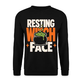 Resting Witch Face Cauldron - Unisex Sweatshirt - black - Front - Alina (178cm) & Michal (187cm)