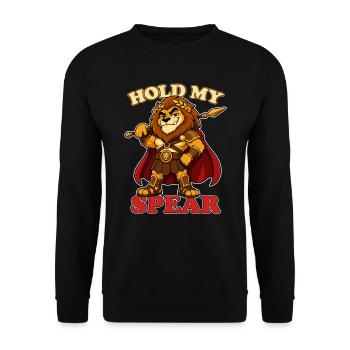 Tiens ma lance Mascotte drôle de gladiateur lion - Sweat-shirt Unisexe - noir - Devant - Alina (178cm) & Michal (187cm)