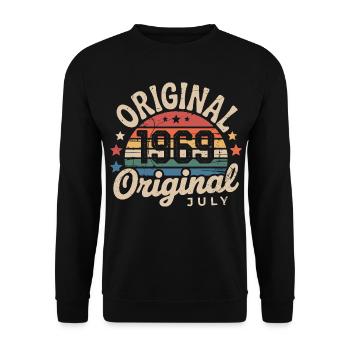 Original July 1969 Retro Vintage Birthday - Unisex Sweatshirt - black - Front - Alina (178cm) & Michal (187cm)