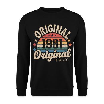 Originaler Retro-Vintage-Geburtstag im Juli 1981 - Unisex Pullover - Schwarz - Vorne - Alina (178cm) & Michal (187cm)