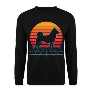 Shiba Inu Retro Kawaii Japanese Doge - Unisex Sweatshirt - black - Front - Alina (178cm) & Michal (187cm)