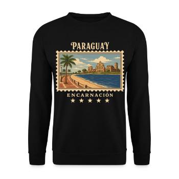 Paraguay Encarnación Vintage Reisemarke - Unisex Pullover - Schwarz - Vorne - Alina (178cm) & Michal (187cm)