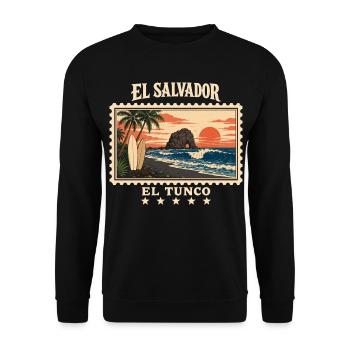 El Salvador El Tunco Vintage Reisemarke - Unisex Pullover - Schwarz - Vorne - Alina (178cm) & Michal (187cm)