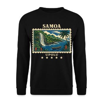 Marque de voyage vintage Samoa Upolu - Sweat-shirt Unisexe - noir - Devant - Alina (178cm) & Michal (187cm)
