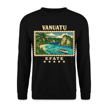 Vanuatu Efate Vintage Travel Brand - Unisex Sweatshirt - black - Front - Alina (178cm) & Michal (187cm)