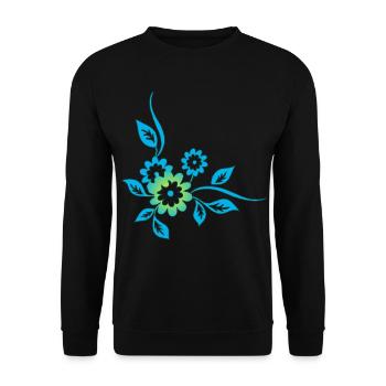 Blaue Blumen - Unisex Pullover - Schwarz - Vorne - Alina (178cm) & Michal (187cm)