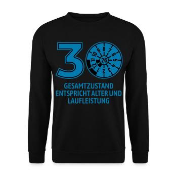 HU August 2026 - 30 Jahre - Geburtstag Geschenk - Unisex Pullover - Schwarz - Vorne - Alina (178cm) & Michal (187cm)