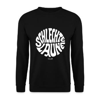 Psychedelischer Rundschrift-Club - Unisex Pullover - Schwarz - Vorne - Alina (178cm) & Michal (187cm)