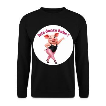 Lets Dance Babe Pig Tanzfigur - Unisex Pullover - Schwarz - Vorne - Alina (178cm) & Michal (187cm)
