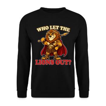 Who Let the Lions Out Funny Lion Gladiator Mascot - Sweat-shirt Unisexe - noir - Devant - Alina (178cm) & Michal (187cm)
