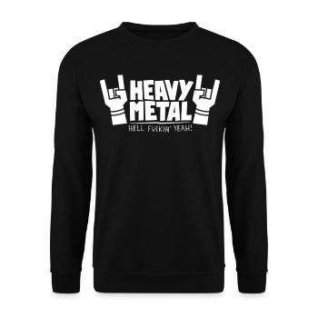 Heavy Metal Blocky Text with Finger Horns - Unisex Sweatshirt - black - Front - Alina (178cm) & Michal (187cm)