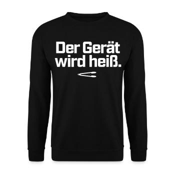 Der Gerät wird heiß BBQ Grillzange Grillmeister - Unisex Pullover - Schwarz - Vorne - Alina (178cm) & Michal (187cm)