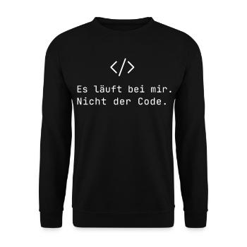 Es läuft bei mir Nicht der Code IT Humor Nerds - Unisex Pullover - Schwarz - Vorne - Alina (178cm) & Michal (187cm)