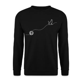 Boule de fil en laine à tricot en laine de chat en ligne - Sweat-shirt Unisexe - noir - Devant - Alina (178cm) & Michal (187cm)