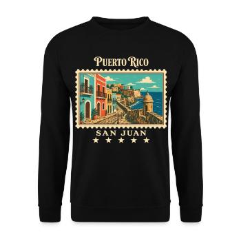 Puerto Rico San Juan Vintage Reisemarke - Unisex Pullover - Schwarz - Vorne - Alina (178cm) & Michal (187cm)