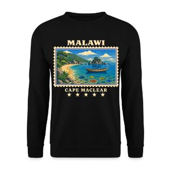 Malawi Cape Maclear Vintage Reisemarke - Unisex Pullover - Schwarz - Vorne - Alina (178cm) & Michal (187cm)