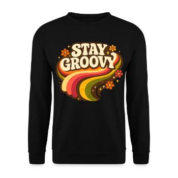 Stay Groovy Rainbow - Unisex Sweatshirt - black - Front - Alina (178cm) & Michal (187cm)