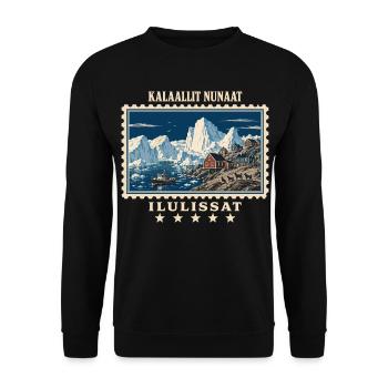 Grönland Ilulissat Vintage Reisemarke - Unisex Pullover - Schwarz - Vorne - Alina (178cm) & Michal (187cm)