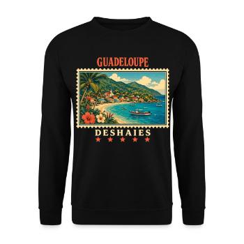 Guadeloupe Deshaies Vintage Reisemarke - Unisex Pullover - Schwarz - Vorne - Alina (178cm) & Michal (187cm)