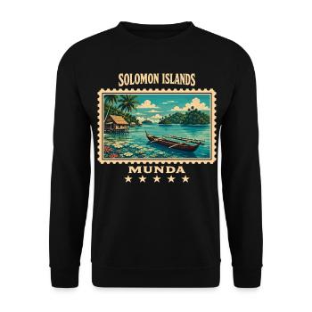 Salomonen Munda Vintage Reisemarke - Unisex Pullover - Schwarz - Vorne - Alina (178cm) & Michal (187cm)