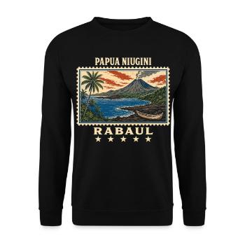 Papua-Neuguinea Rabaul Vintage Reisemarke - Unisex Pullover - Schwarz - Vorne - Alina (178cm) & Michal (187cm)