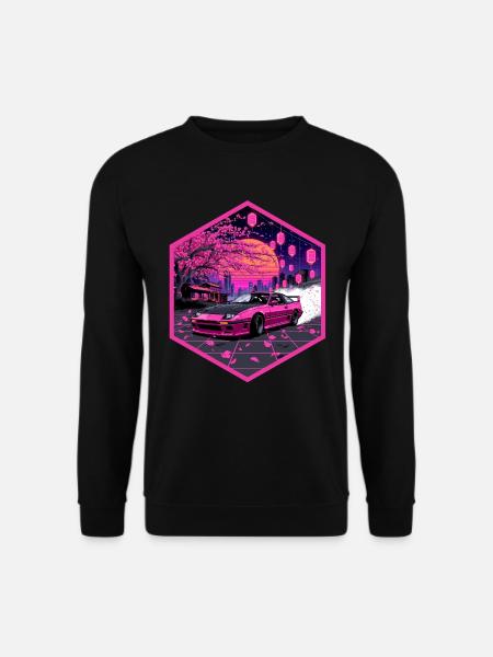 Neon Sakura Lanterns Hex-Emblem - Unisex Pullover - Schwarz