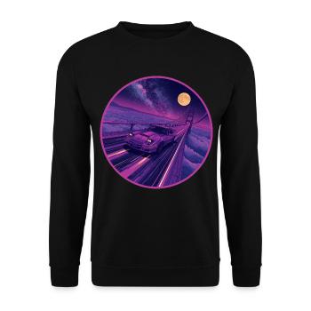 Retro 80er JDM Coupé Galaxy Highway Circle Emblem - Unisex Pullover - Schwarz - Vorne - Alina (178cm) & Michal (187cm)