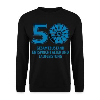 HU August 2026 - 50 Jahre - Geburtstag Geschenk - Unisex Pullover - Schwarz - Vorne - Alina (178cm) & Michal (187cm)