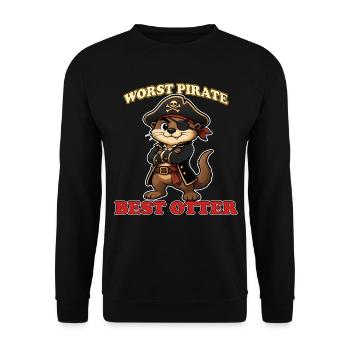 Worst Pirate Best Otter Funny Pirate Mascot Meme - Sweat-shirt Unisexe - noir - Devant - Alina (178cm) & Michal (187cm)