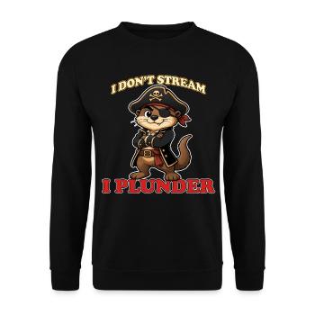 Je ne streame pas, je pille la loutre pirate drôle - Sweat-shirt Unisexe - noir - Devant - Alina (178cm) & Michal (187cm)