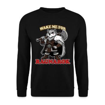 Réveille-moi pour Ragnarok Mascotte drôle de loup viking - Sweat-shirt Unisexe - noir - Devant - Alina (178cm) & Michal (187cm)