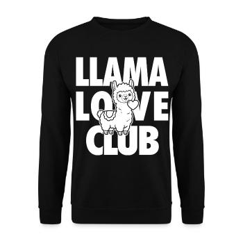 Llama Love Club – Lama au cœur - Sweat-shirt Unisexe - noir - Devant - Alina (178cm) & Michal (187cm)