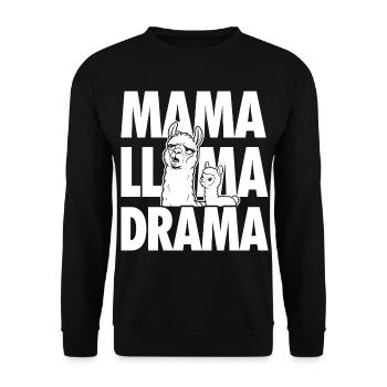 Mama Llama Drama – Funny Family Motif - Unisex Sweatshirt - black - Front - Alina (178cm) & Michal (187cm)