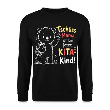 Kita Kind Abschied mit Mama - Unisex Pullover - Schwarz - Vorne - Alina (178cm) & Michal (187cm)