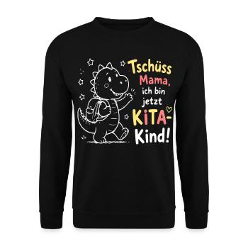 Kita Abschied Dino Design - Unisex Pullover - Schwarz - Vorne - Alina (178cm) & Michal (187cm)