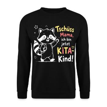 KiTa Abschied mit Waschbär - Unisex Pullover - Schwarz - Vorne - Alina (178cm) & Michal (187cm)