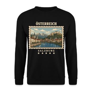 Österreich Salzburg Vintage Reisemarke - Unisex Pullover - Schwarz - Vorne - Alina (178cm) & Michal (187cm)