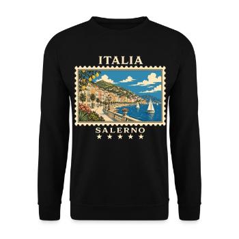 Italien Salerno Vintage Reisemarke - Unisex Pullover - Schwarz - Vorne - Alina (178cm) & Michal (187cm)
