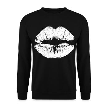 Lèvres embrassables avec Lipstick Lip Imprint White - Sweat-shirt Unisexe - noir - Devant - Alina (178cm) & Michal (187cm)