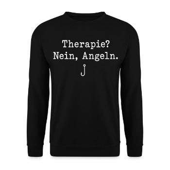 Therapie Nein Angeln Spruch Angelhaken Angler - Unisex Pullover - Schwarz - Vorne - Alina (178cm) & Michal (187cm)