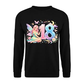 Elfe du 18e anniversaire – Imprimé promotionnel rétro pastel - Sweat-shirt Unisexe - noir - Devant - Alina (178cm) & Michal (187cm)